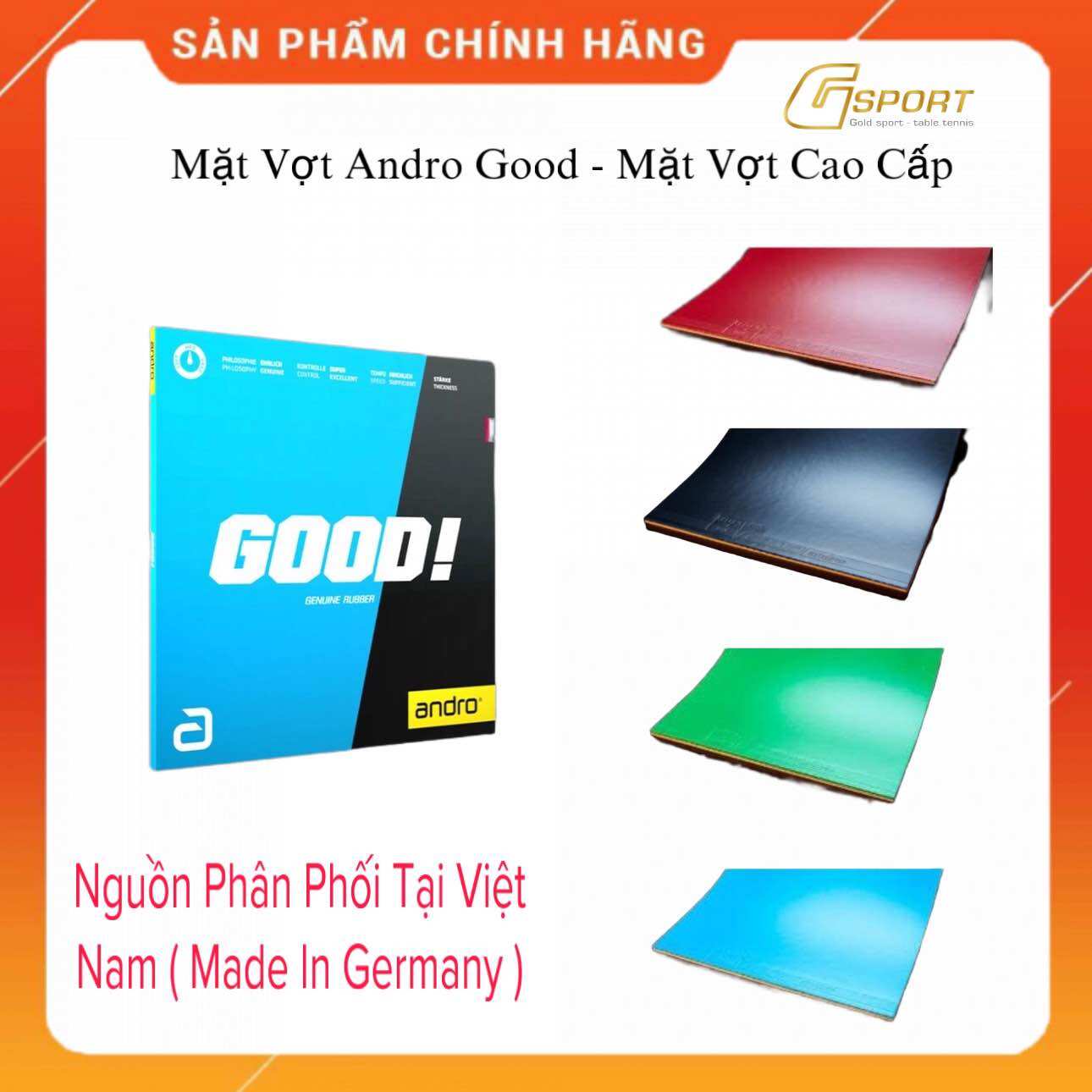 Mặt Vợt Bóng Bàn Andro Good – Độ Bám Cao, Kiểm Soát Tốt, Hàng Chính Hãng Đức