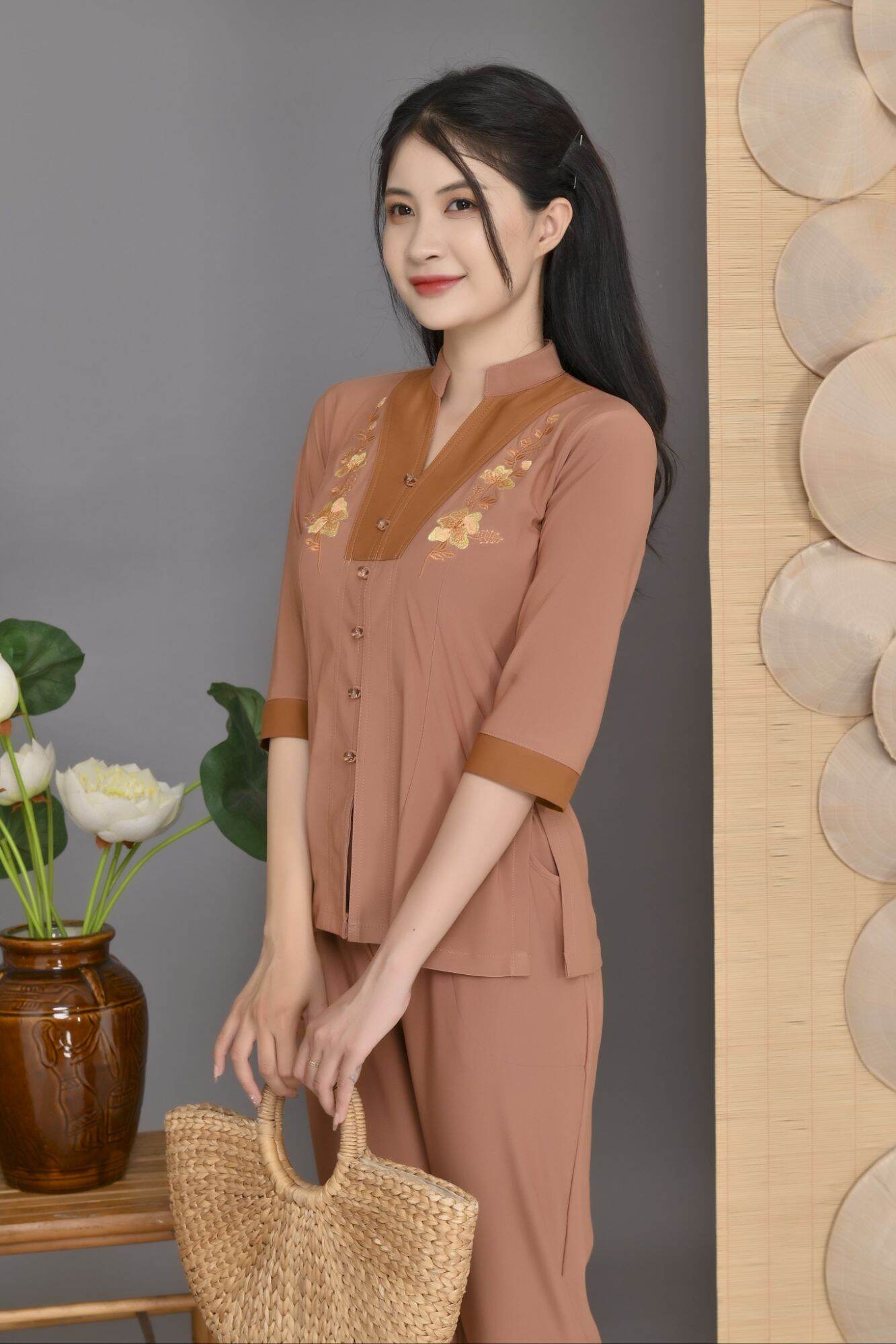 ĐỒ LAM ĐI CHÙA - MẪU THUN TRỤ PHỐI