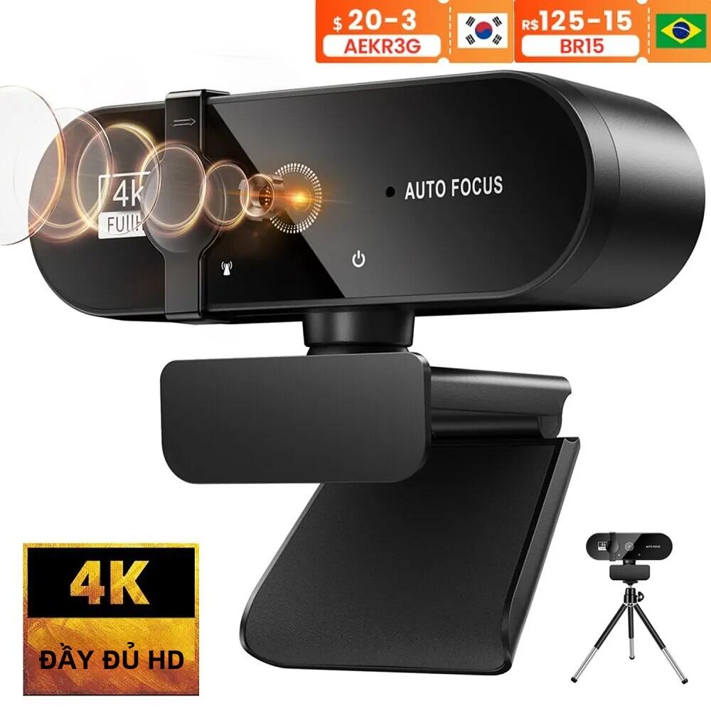 Webcam Mini 4K 1080P Full HD 2K Có Micro 30fps Tự Động Lấy Nét USB Web Camera Cho Máy Tính Laptop Quay Video