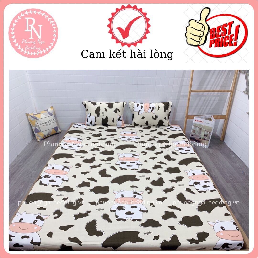 [HCM]Bộ ga 4 món thun lạnh Hàn Quốc mẫu Bò Sữa