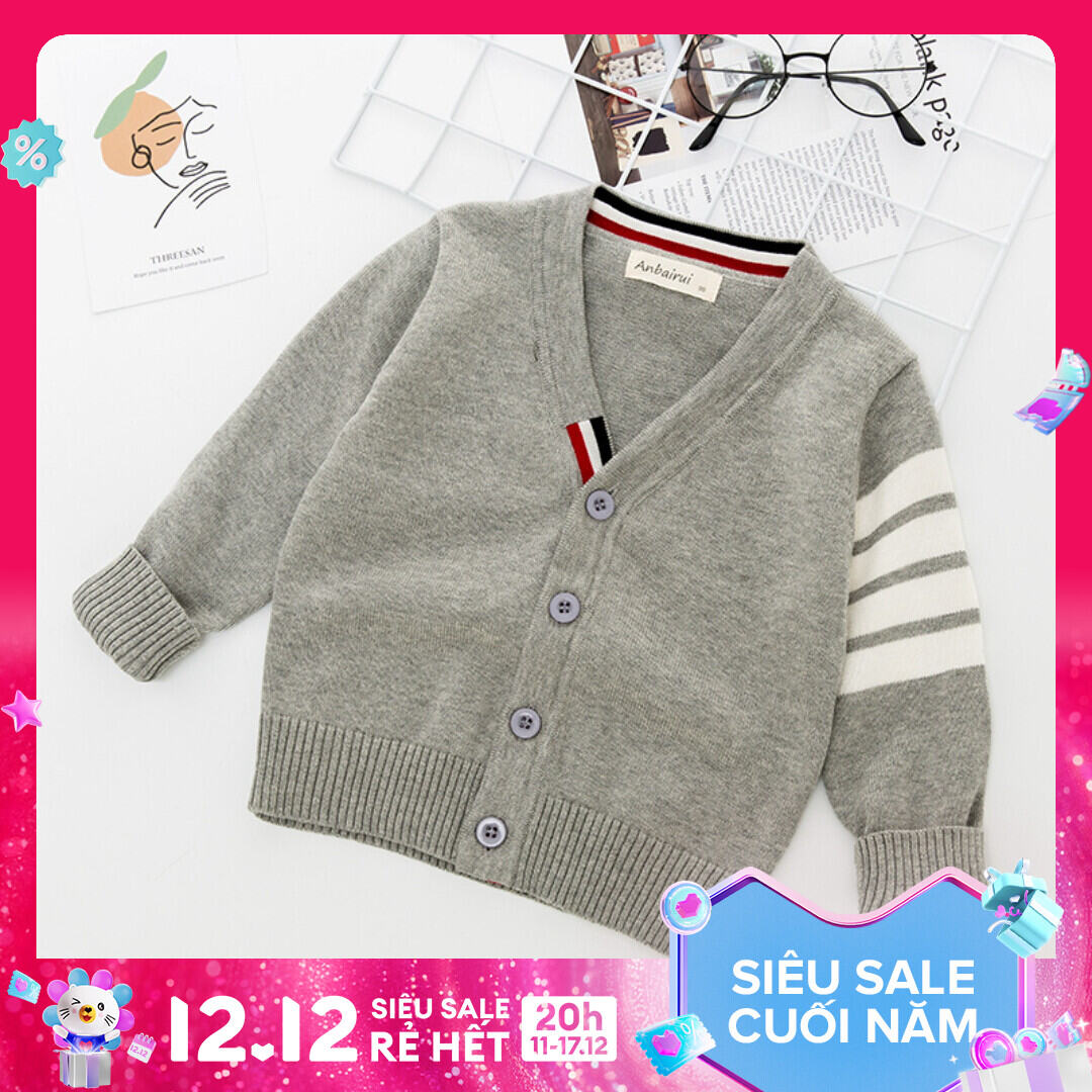 Áo Cardigan Kẻ Sọc Trẻ Em Instagram Áo Len Cotton Cổ Chữ V Phong Cách Hàn Quốc Bé Trai Bé Gái Mẫu Xuân Thu Áo Dệt Kim Em Bé Kiểu Tây