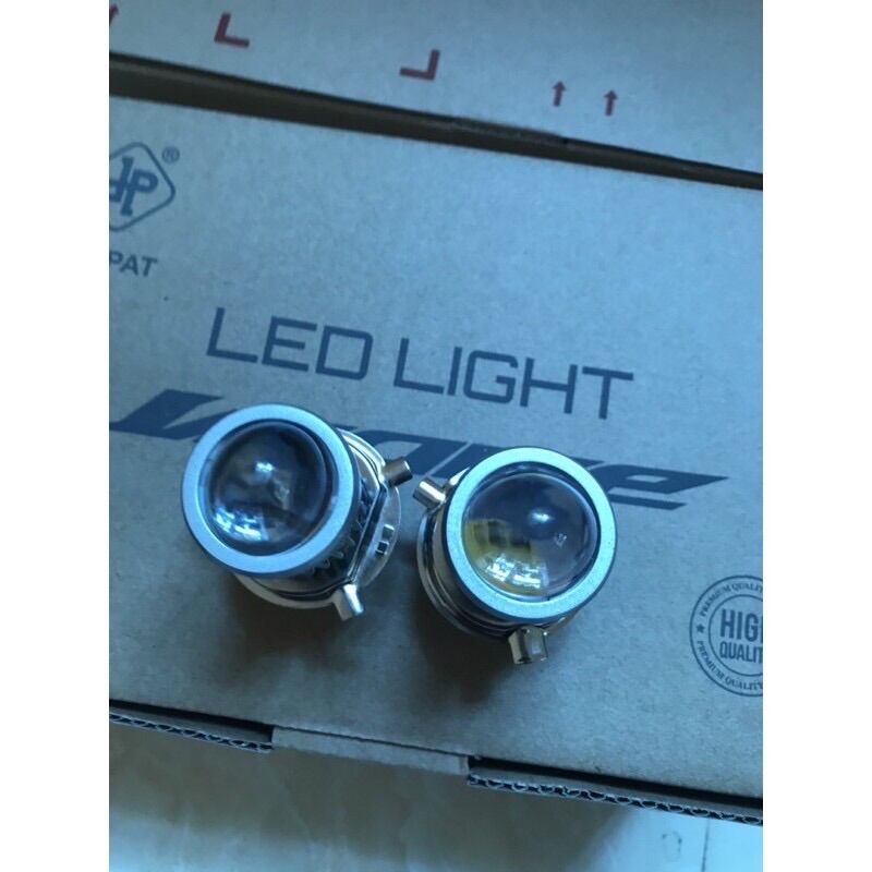 Đèn Pha Led Bi Cầu Chân H4 Pha Trắng Cốt Vàng