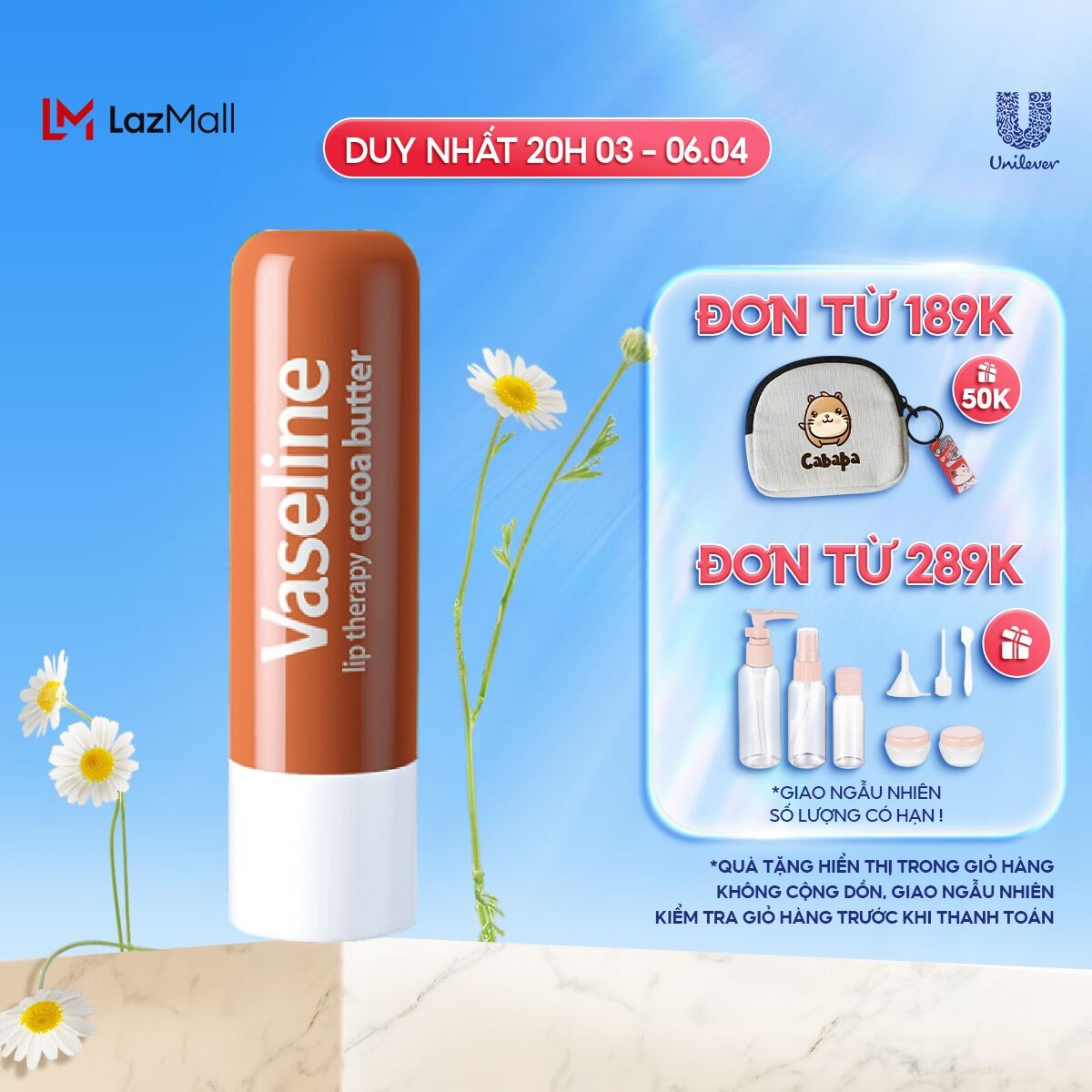 Son dưỡng môi Vaseline Lip Care Bơ Cacao dạng thỏi 4.8g