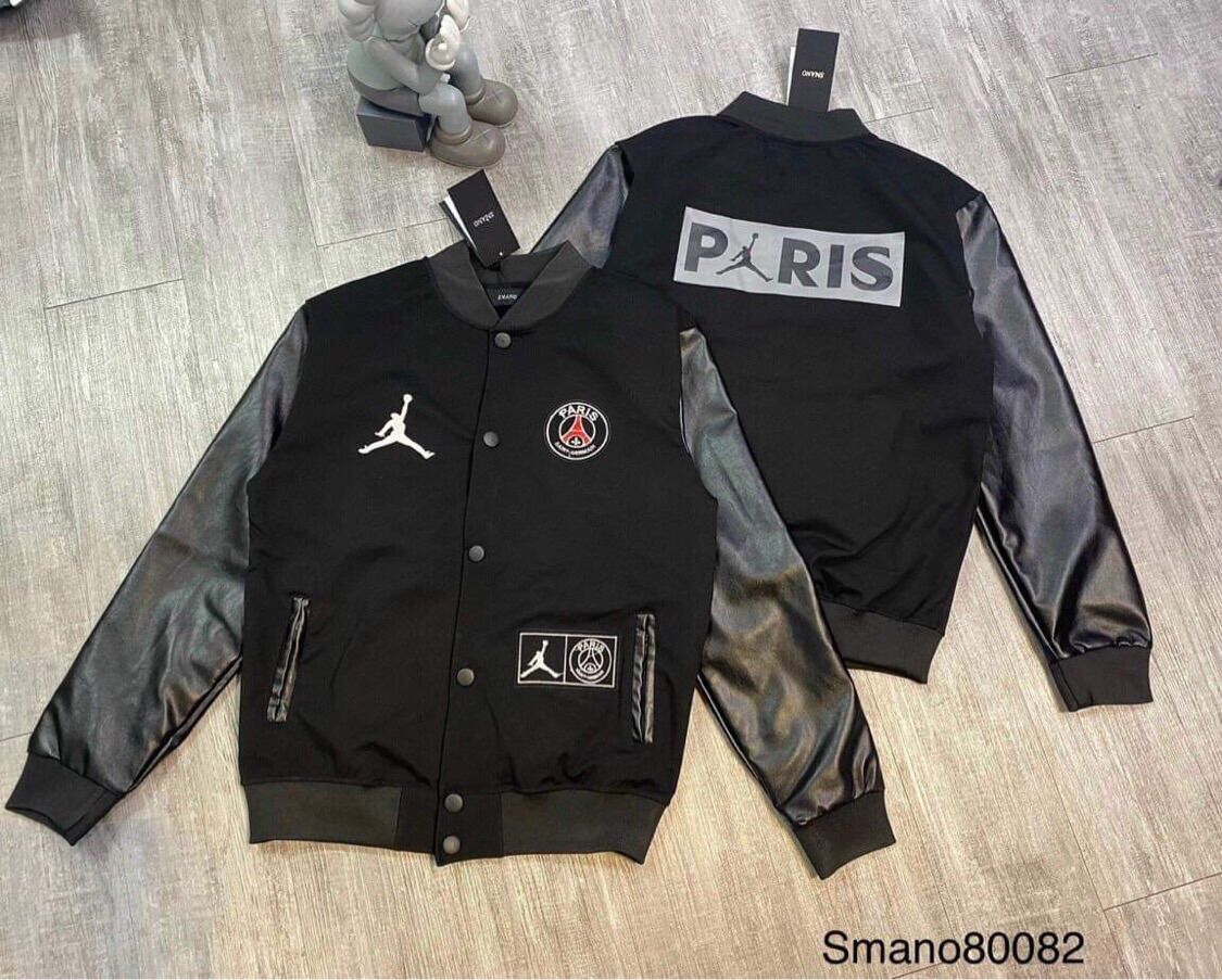 Áo bomber nam paris dạ nỉ phối tay da cao cấp - áo khoác thu đông dạo phố mẫu mới - bee shop