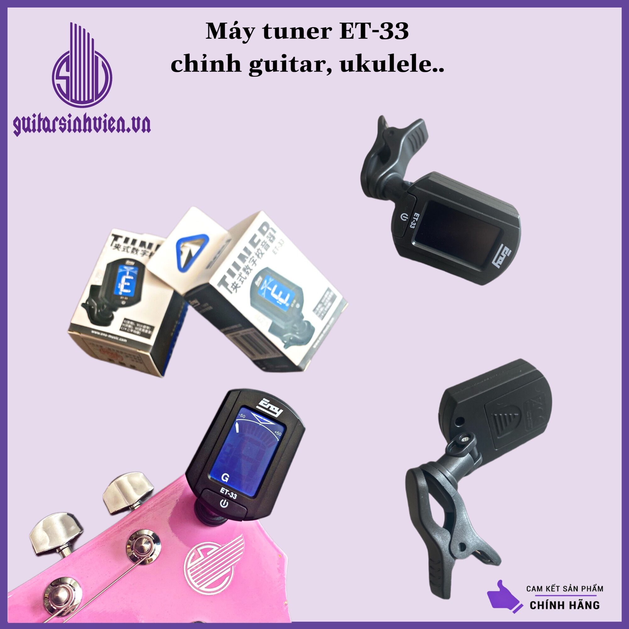 Tuner chỉnh dây đàn cho guitar, ukulele và các nhạc cụ khác - Chỉnh dây chuẩn và dễ sử dụng - Đặt hàng tặng pick gảy