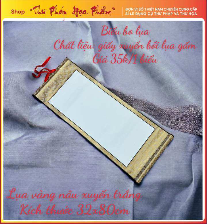 Biểu lụa viết thư pháp vẽ tranh, kích thước 32x80cm