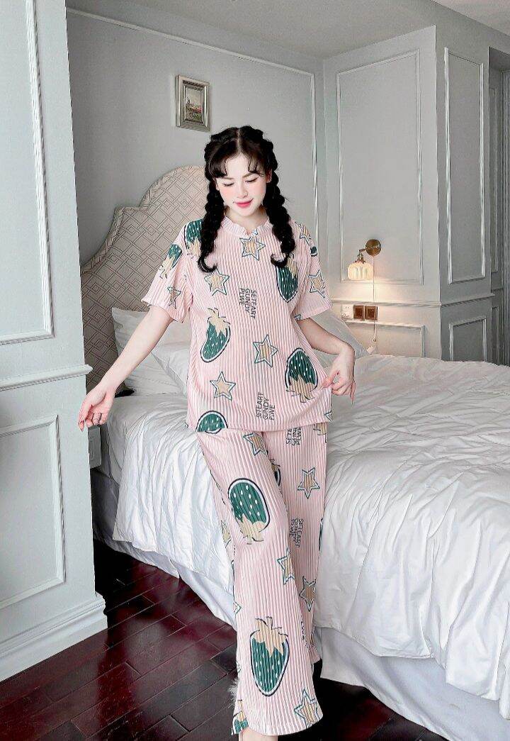 bộ đồ lụa dập ly, họa tiết siêu cưng,phom dáng 40-60kg vừa