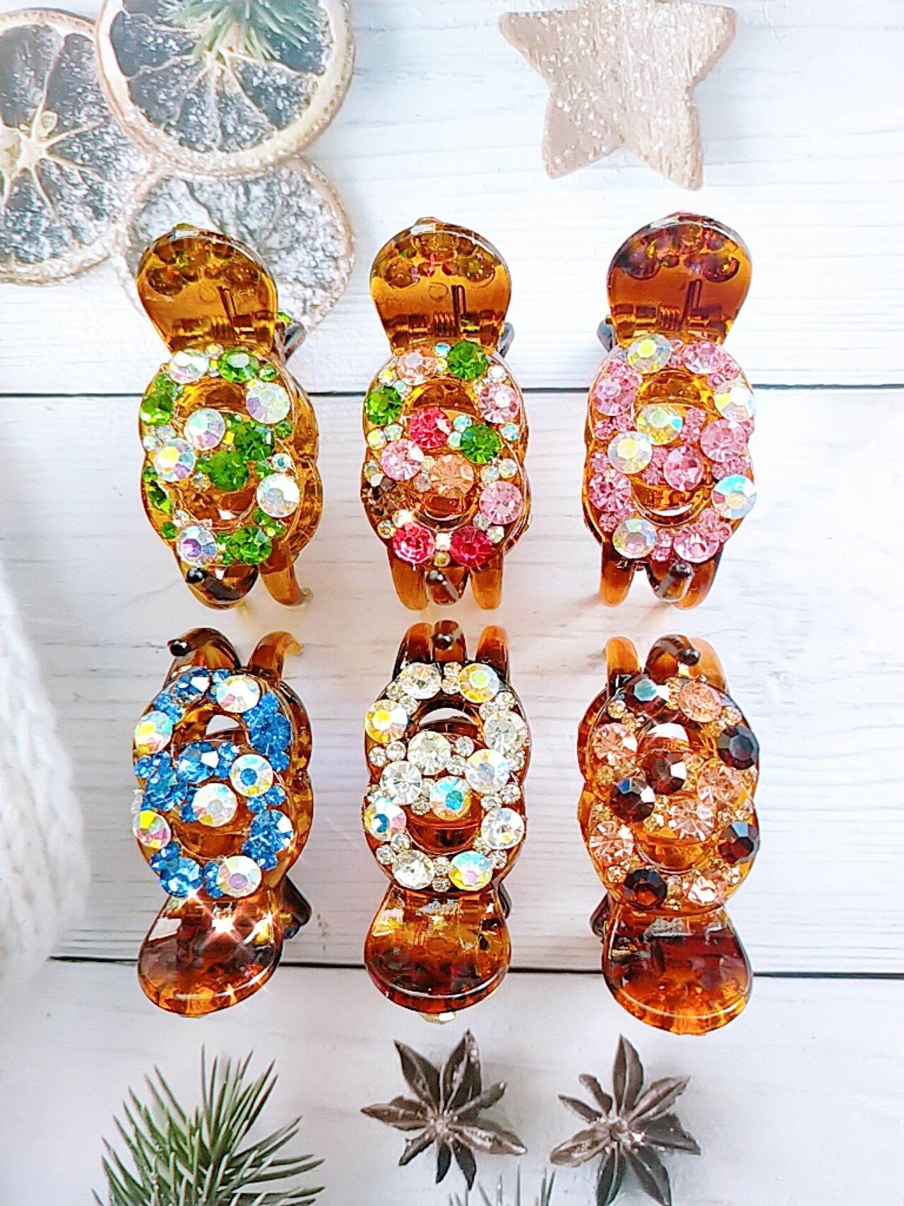 Kẹp càng cua 3 răng đính đá lấp lánh