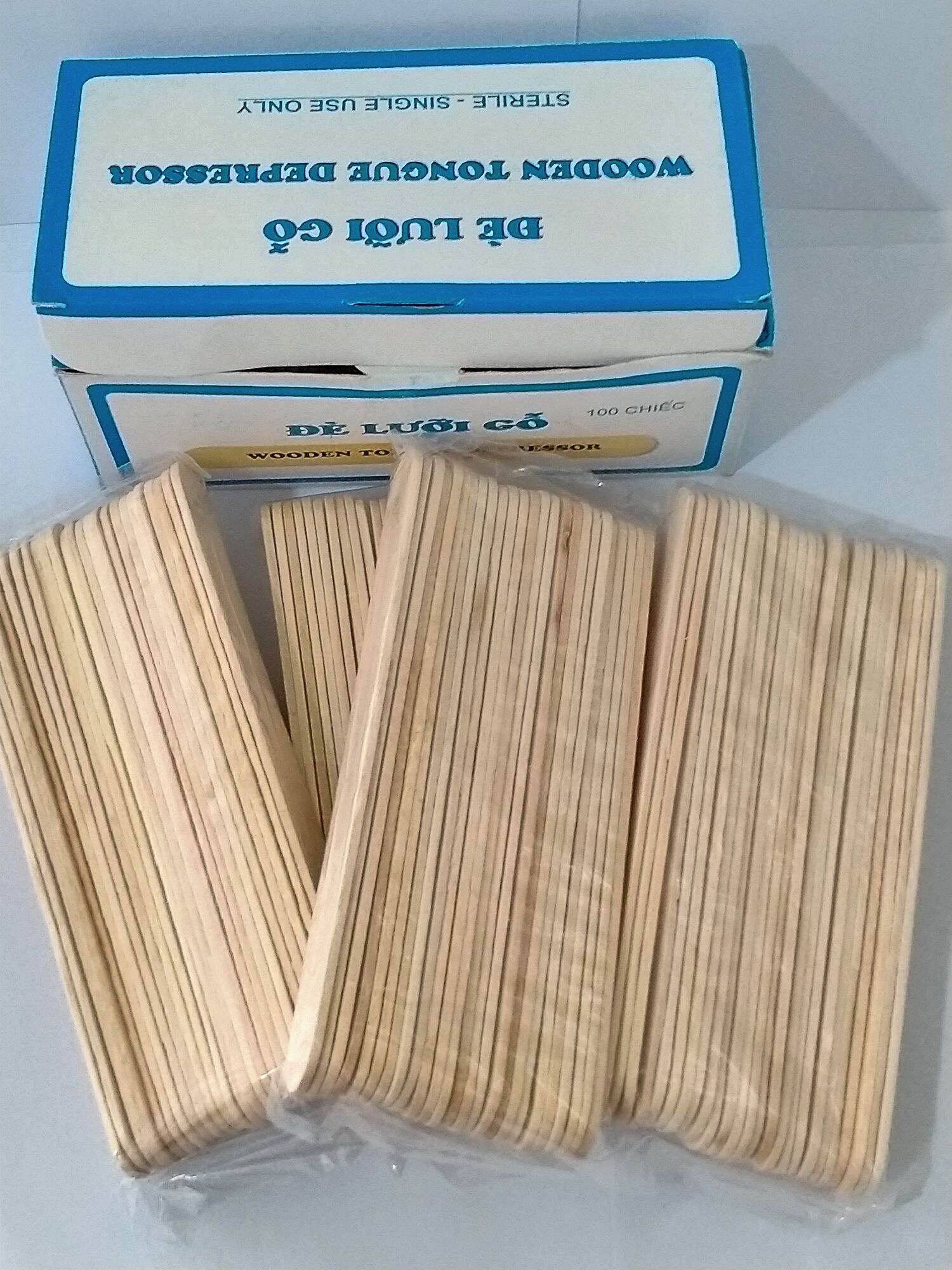 QUE ĐÈ LƯỠI GỖ HỘP 100 CHIẾC