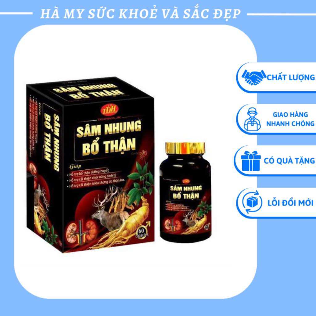 Viên uống sâm nhung bổ thận hộp 60 viê hỗ trợ bổ thận dưỡng huyết đau lưng mỏi gối giúp bồi bổ cơ thể