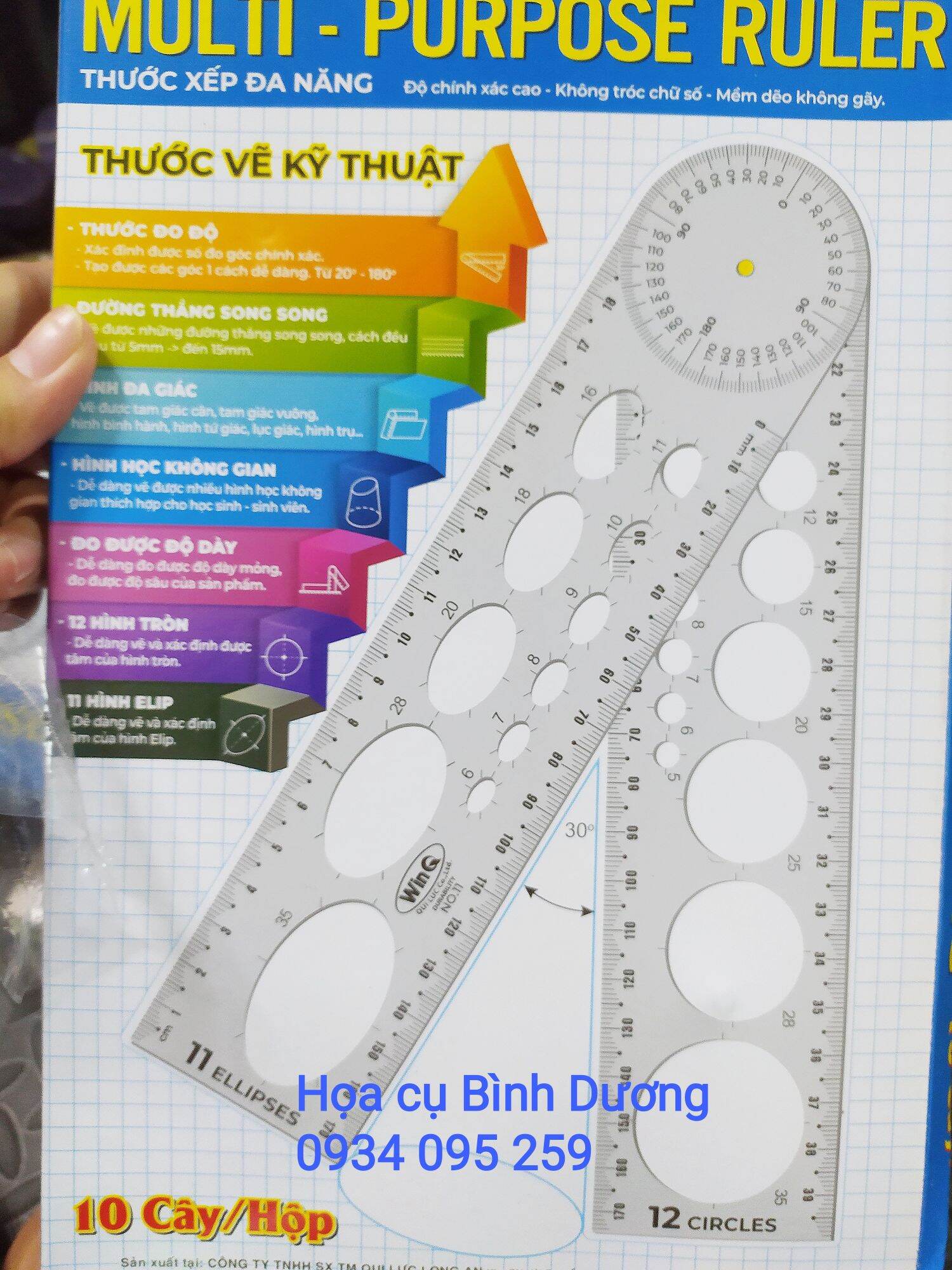 Thước vẽ kỹ thuật, thước xếp đa năng No.10