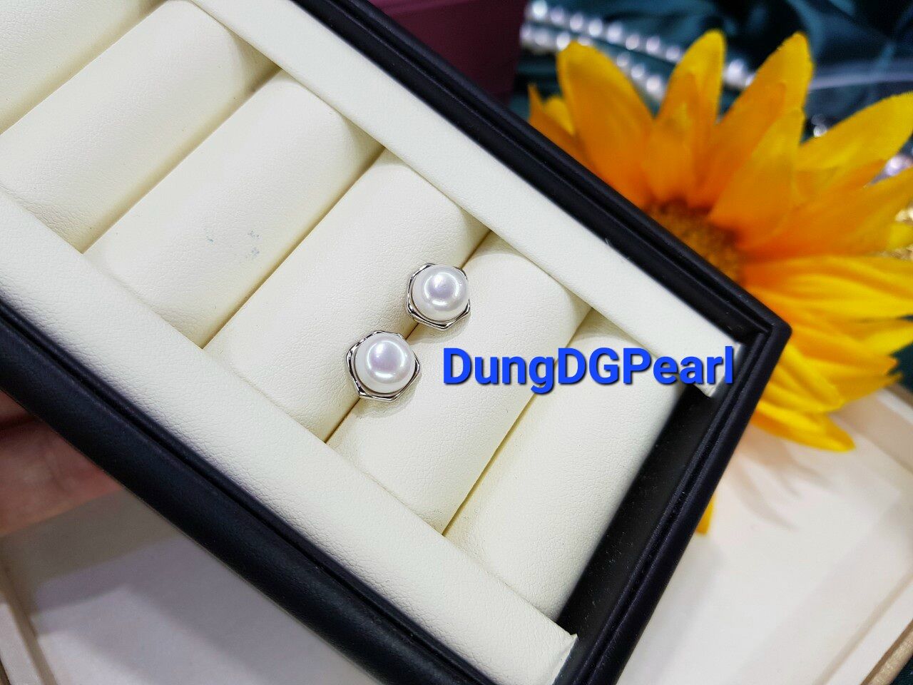 Bông tai bạc ngọc trai thật 8ly