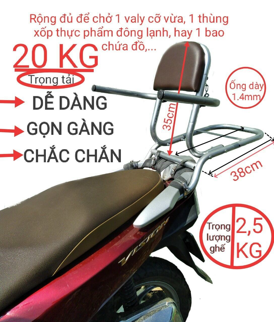 Baga Phuot Is Installed on Sh Mode Vehicles, and Comes with Foam-Covered Armrests.
