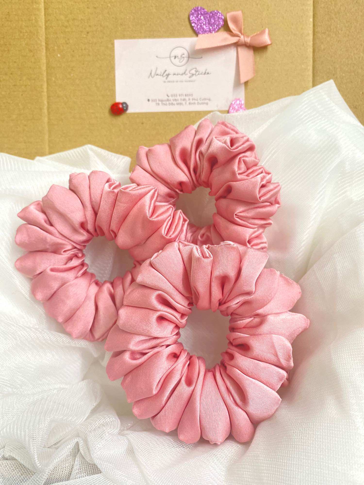 -HOT- Dây buộc tóc Scrunchies xếp li dày, chun co giãn tốt, dây cột tóc 100% handmade