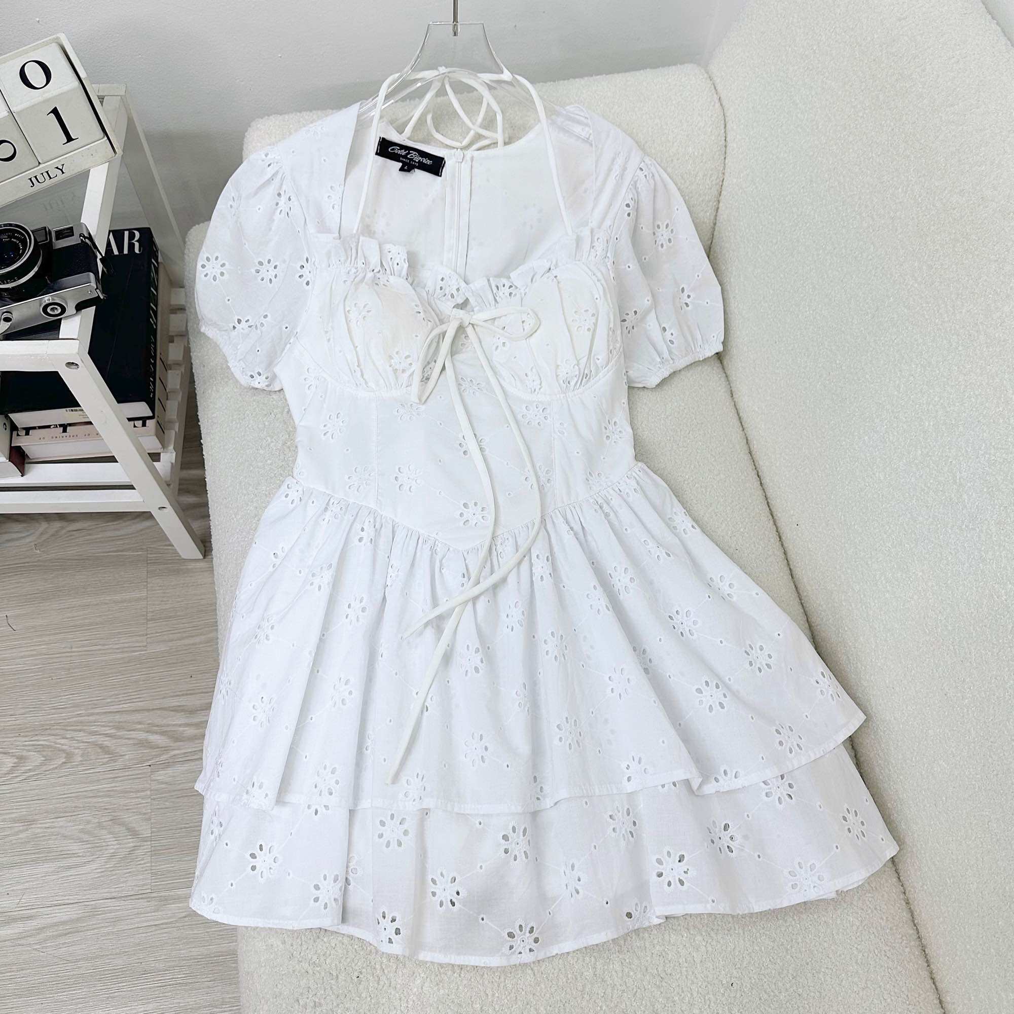 OOTD BIGSIZE | Đầm xô hoa tầng dây buộc cổ