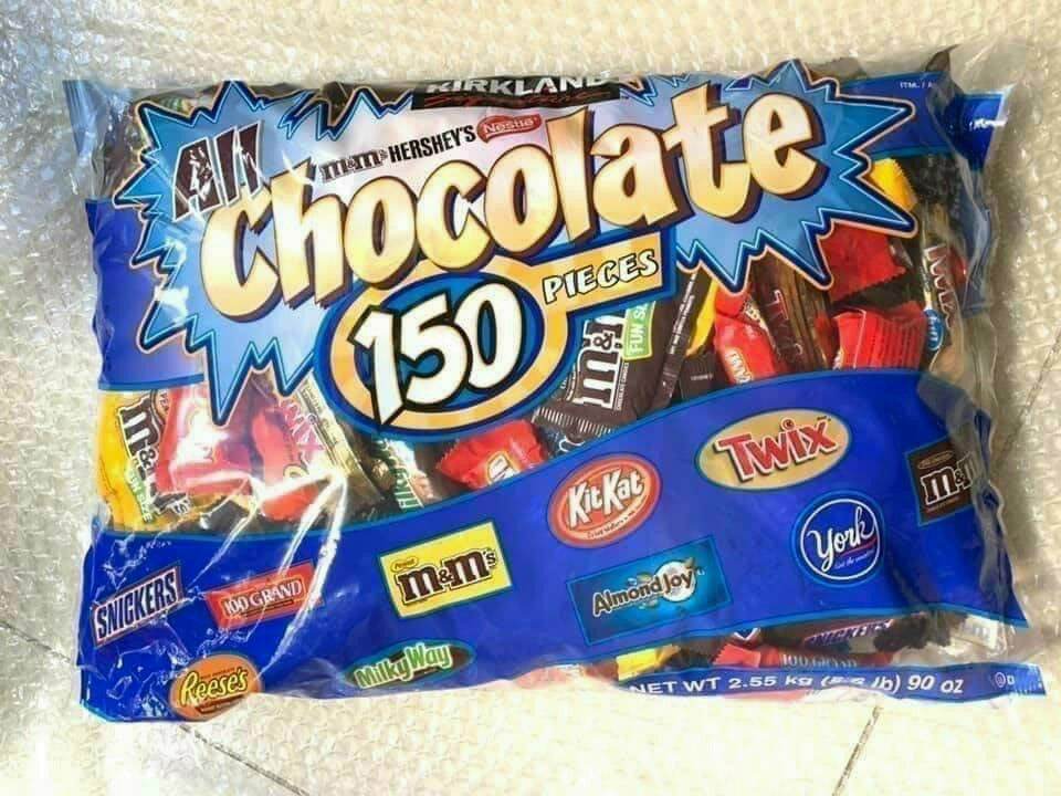 Bịch socola khổng lồ xanh của mỹ all chocolate 150 viên -2,5kg