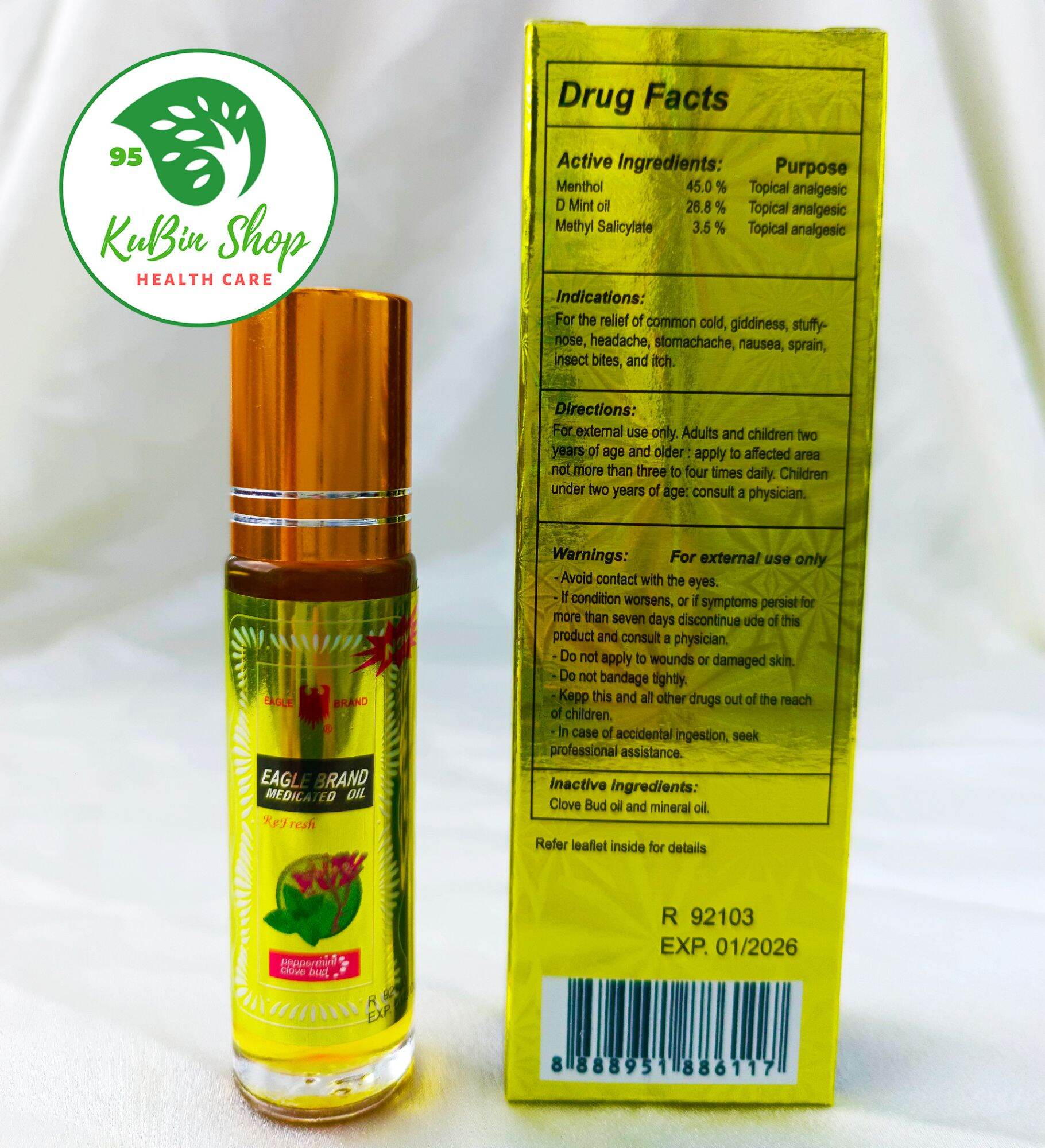 Dầu Gió Vàng Con Ó Singapore dạng lăn chai 10ml