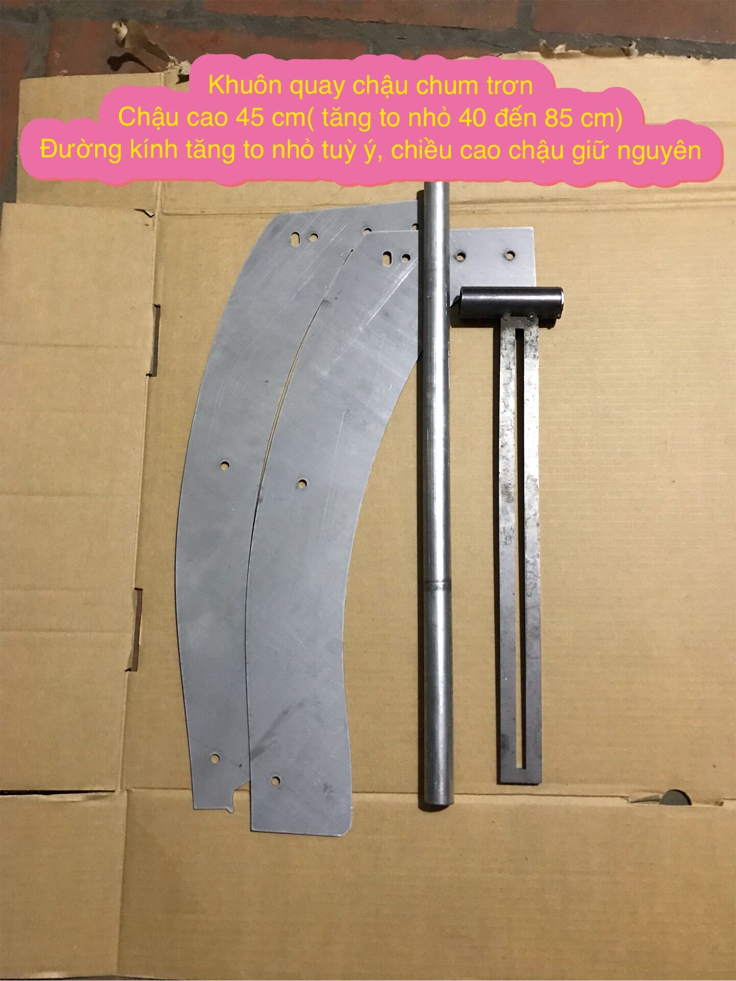 Khuôn quay chậu chum  h45cm( chậu cao 45 cm , đường kính tăng to nhỏ 40cm đến 85 cm)