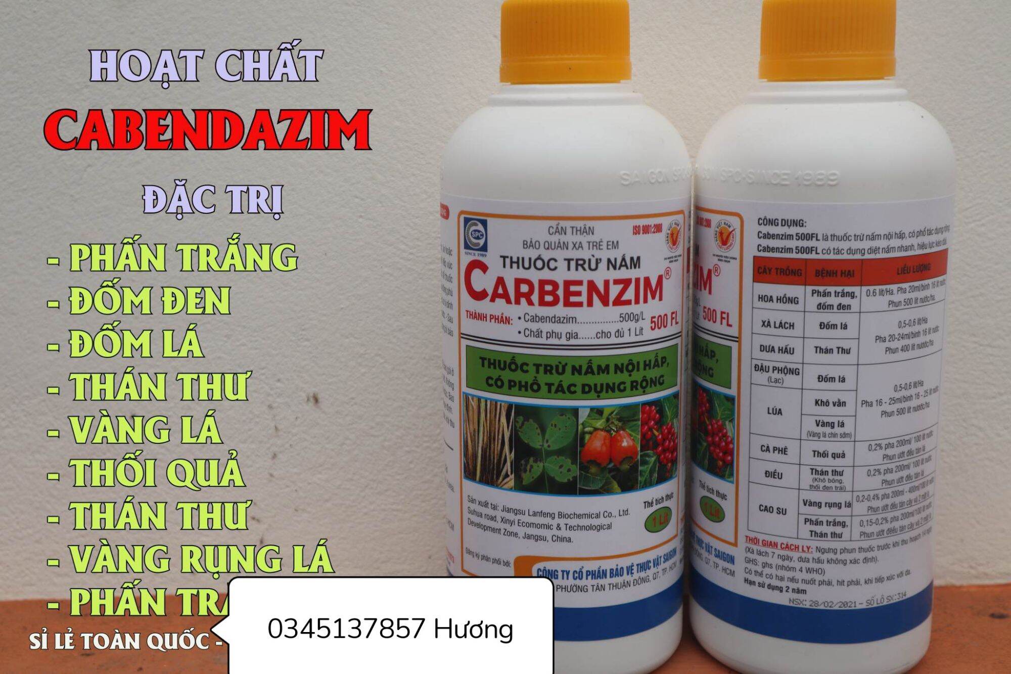 Carbenzim hoạt chất cabendazim thuốc trừ nấm sai gon 1000ml