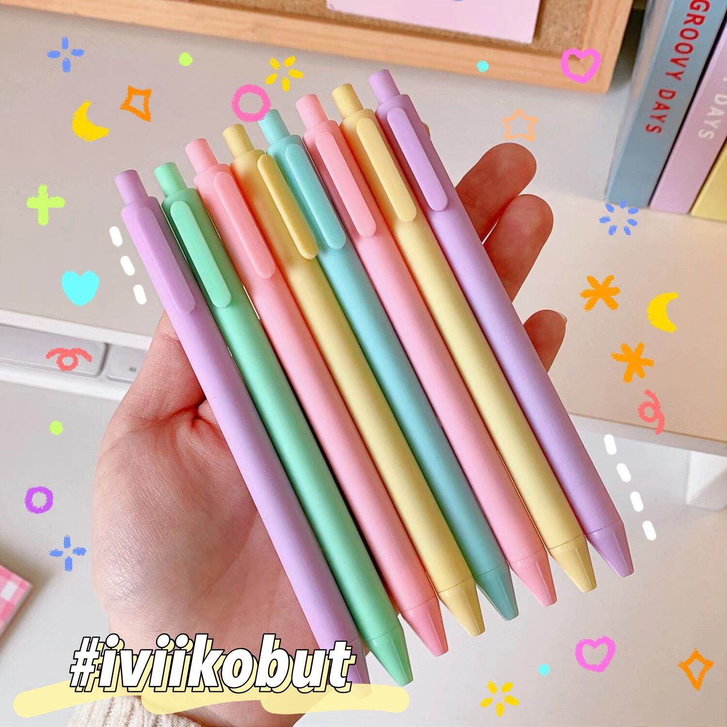 Bút bi đen ngòi 0.5mm Màu Macaron siêu xinh | IVI IKO