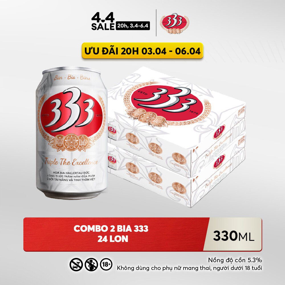 Nồng Độ Cồn 5.3% - Combo 2 Thùng 24 Lon Bia 333 330ml