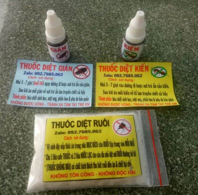 Combo 3 loại thuốc diệt kiến, gián, ruồi