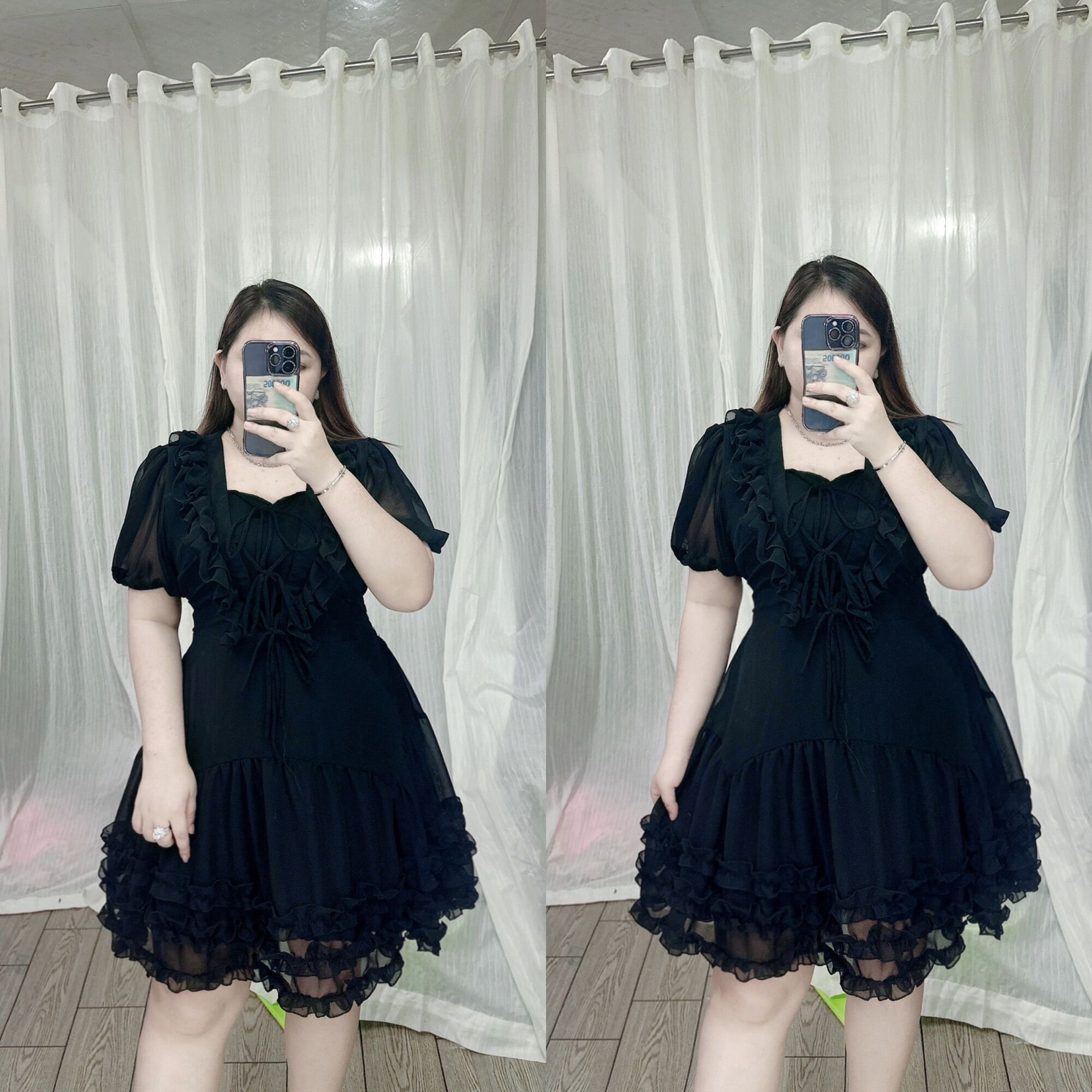 [Bigsize 60-85kg] Đầm voan 3 bèo