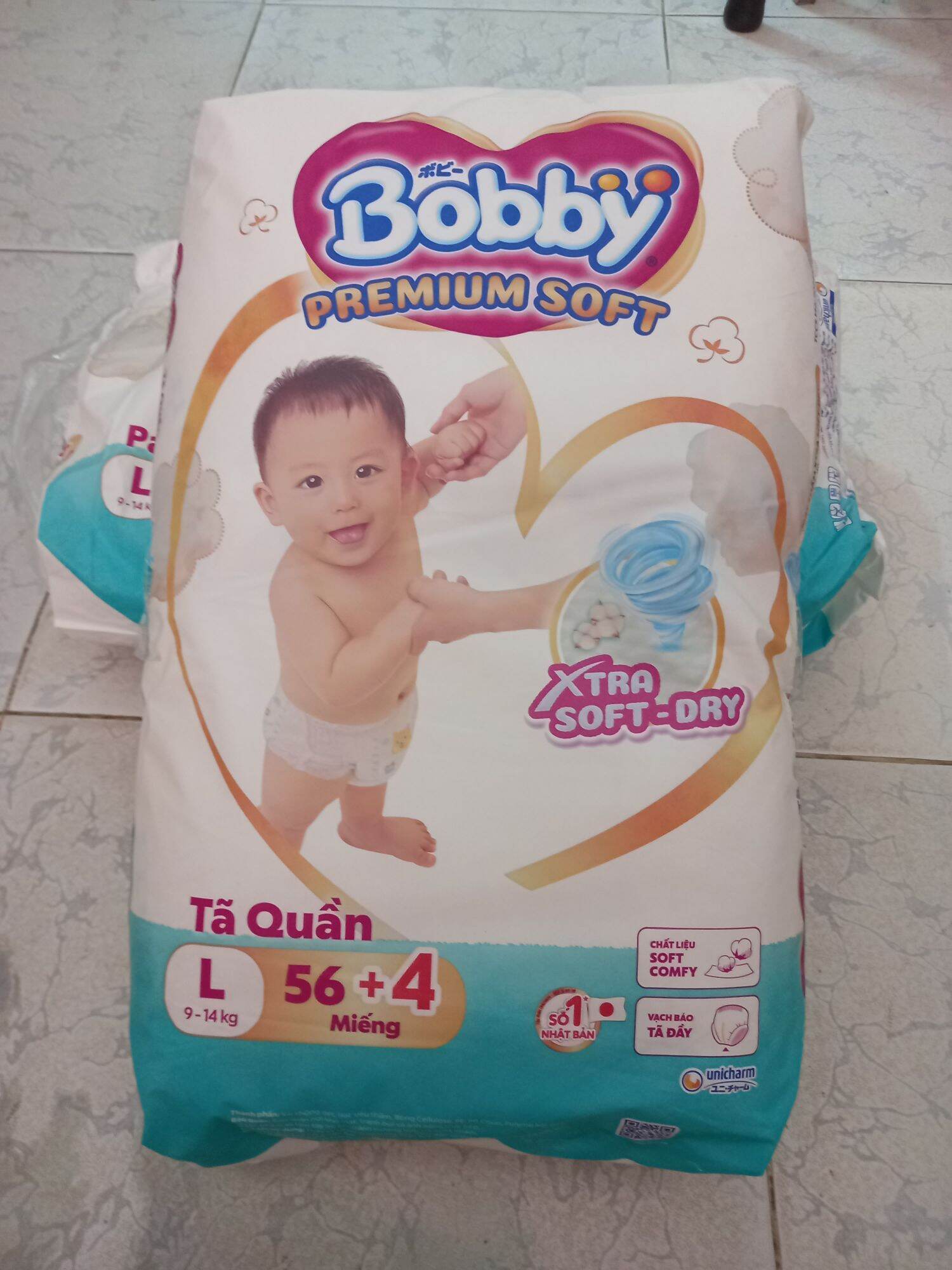TẢ QUẦN BOBBY PREMIUM SOFT SIZE L60 MIẾNG. SIÊU THOÁMG THẤM HÚT