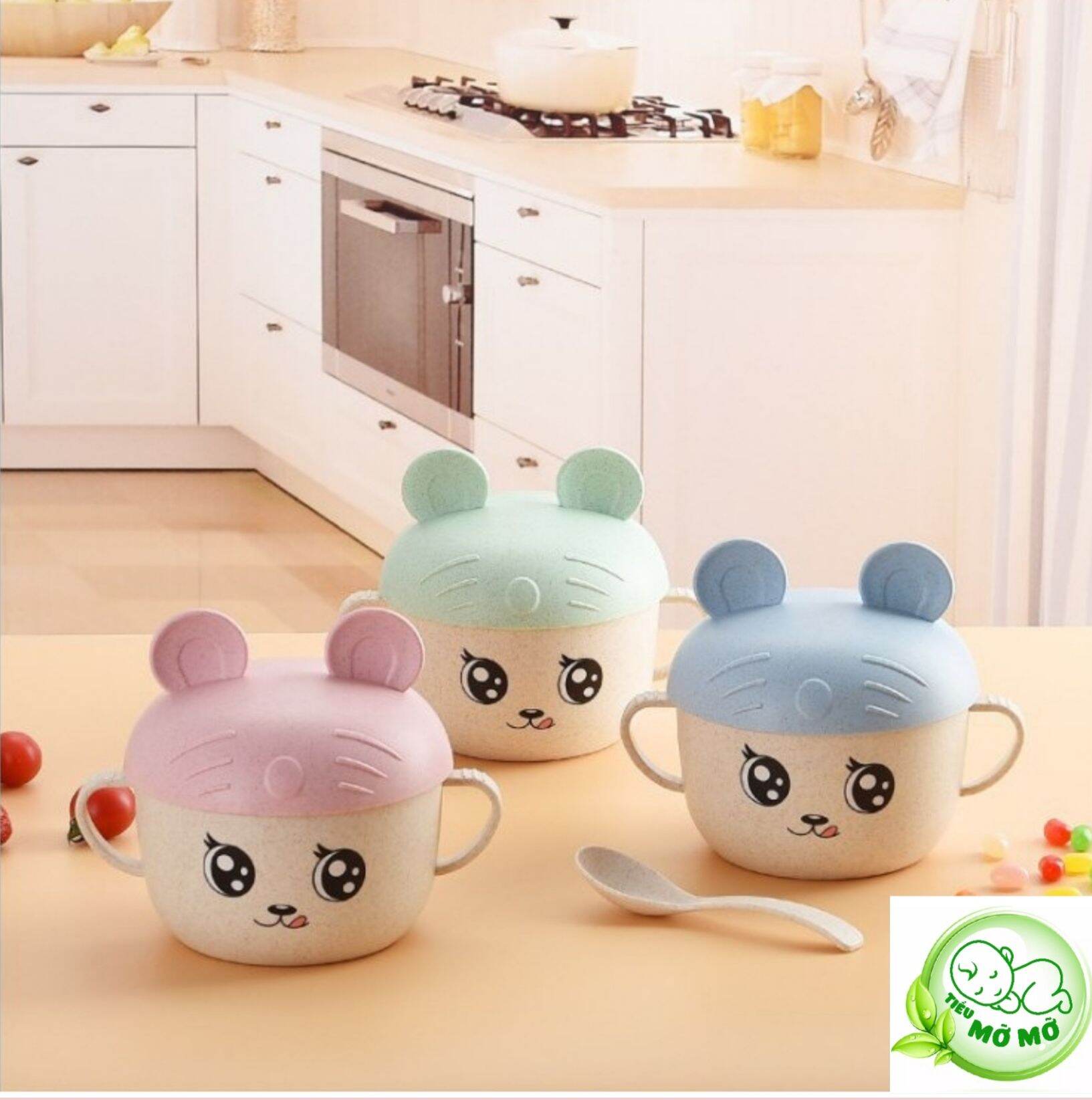 Bát lúa mạch có nắp + thìa