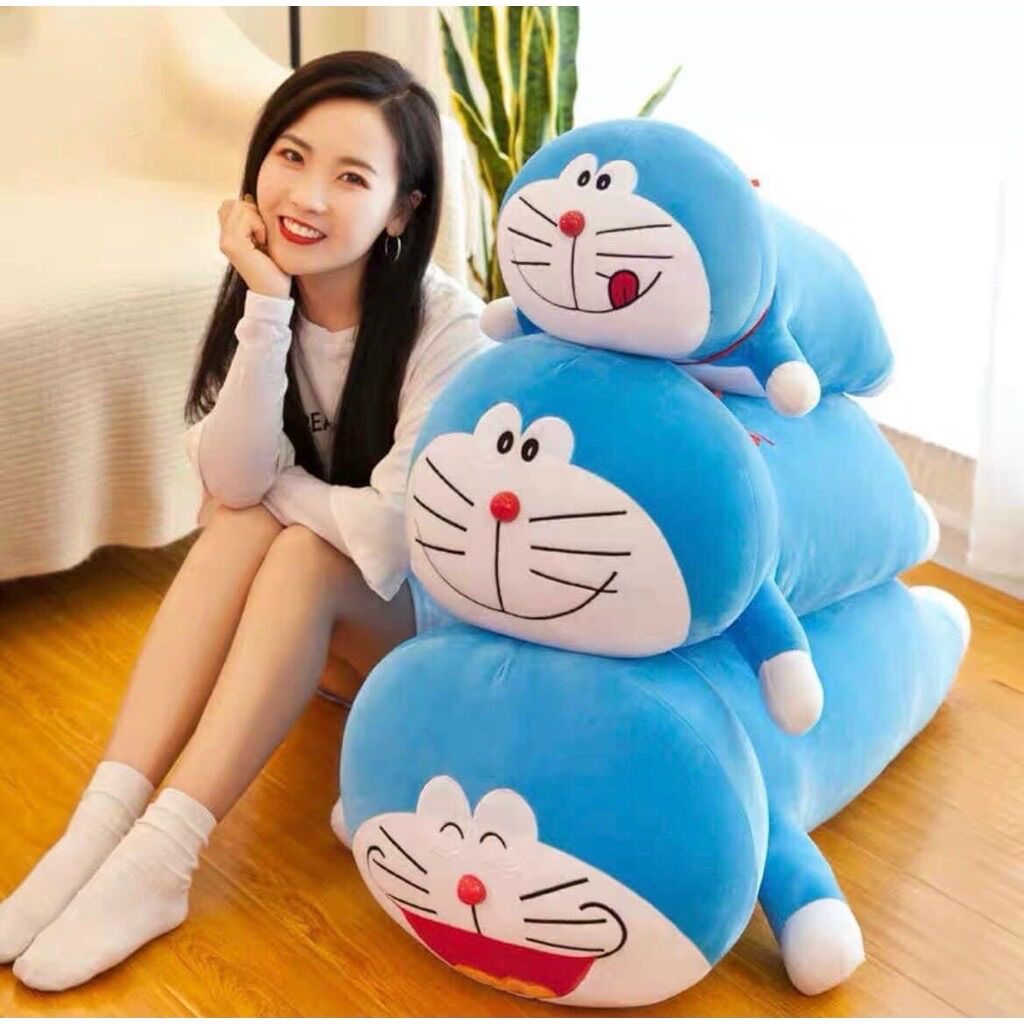 Gấu bông doremon, gối ôm doremon nằm dài siêu to đủ size cho bé size: 60cm-80cm- 1m- 1m2- 1m5
