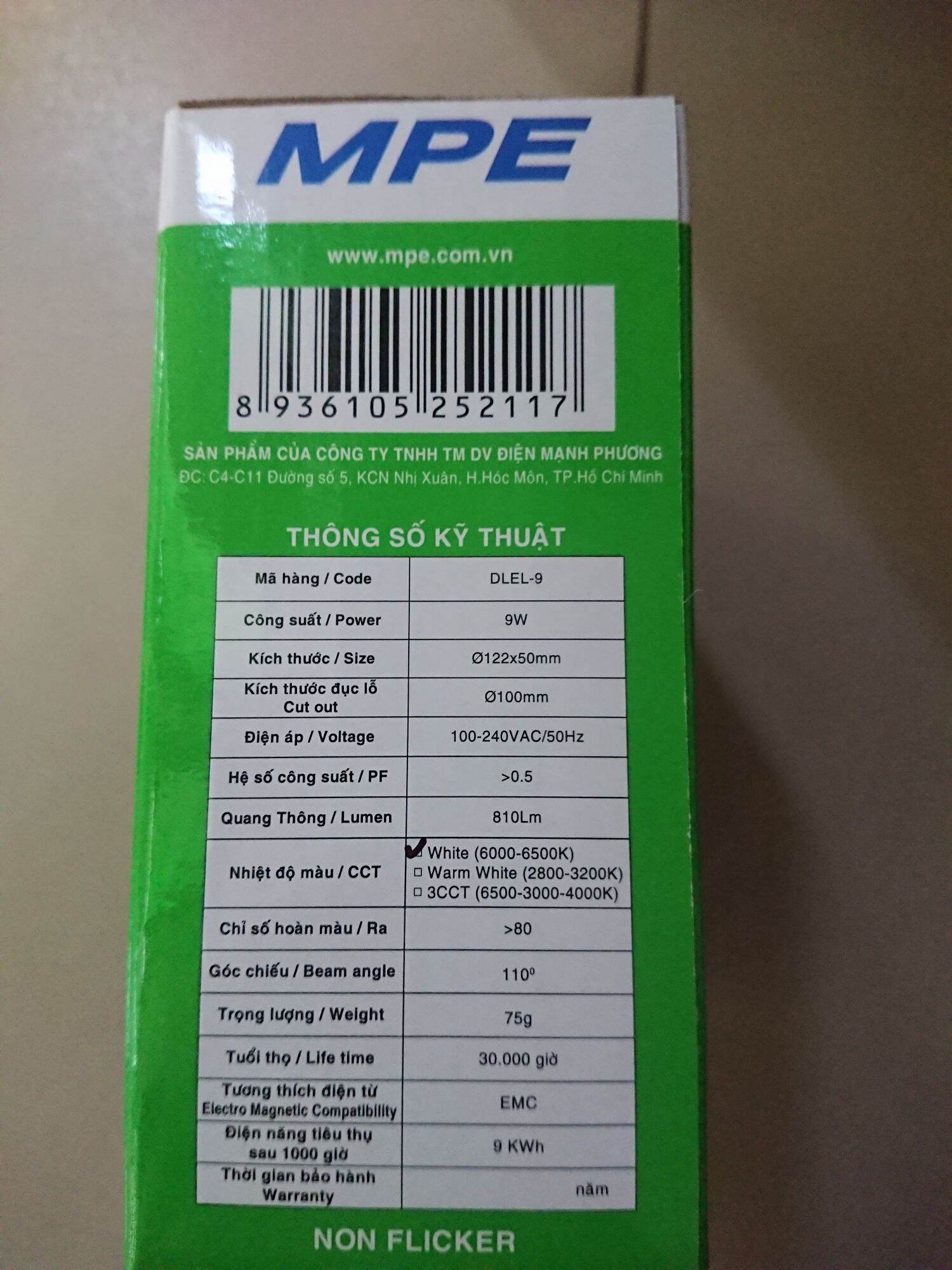 Đèn LED Downlight 9W MPE siêu sáng , siêu bền , siêu tiết kiệm điện