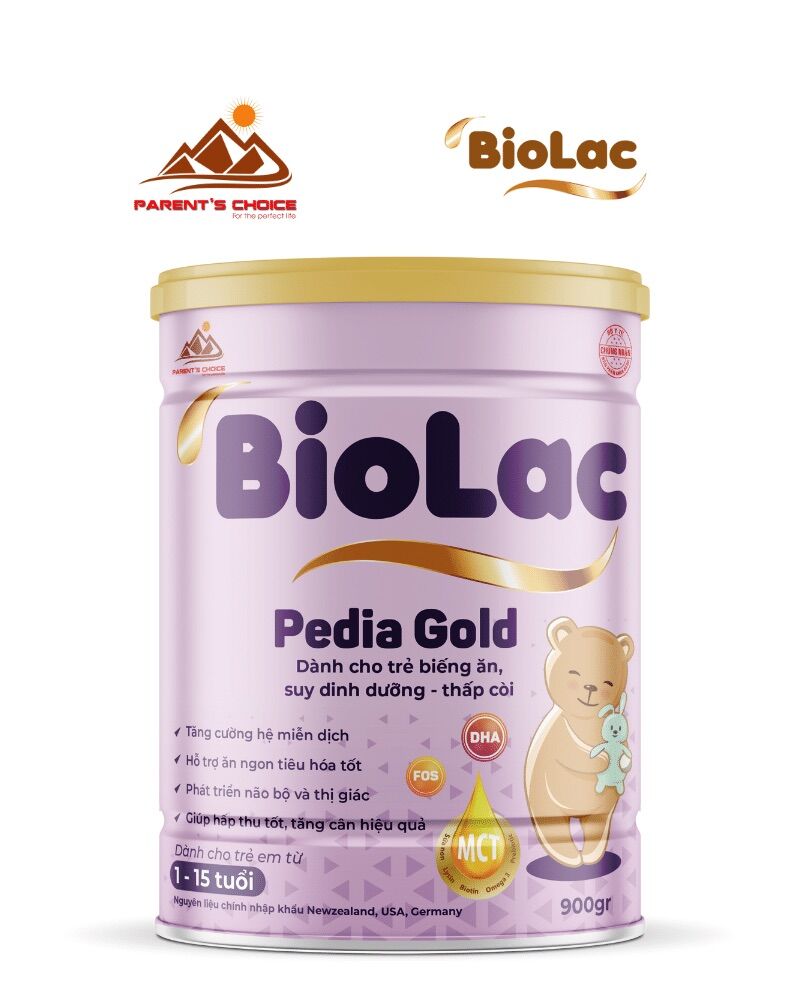Sữa dinh dưỡng Biolac Pedia Gold 900gr dành cho trẻ suy dinh dưỡng, thấp còi.