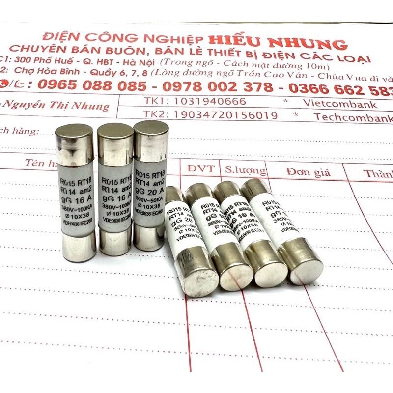 Ruột cầu chì sứ rt18 1a 2a 3a 4a 5a 6a 10a 16a 20a 32a
