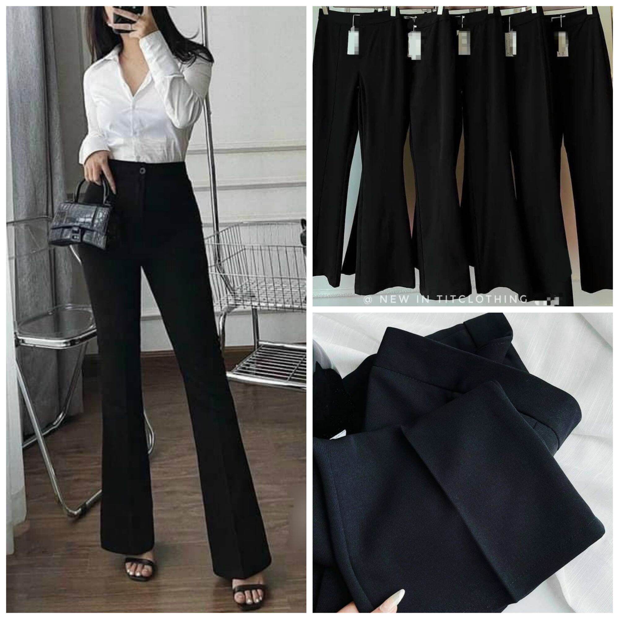 [HÀNG MỸ] Quần culottes FOREVER 21 ống loe lưng cao umi đen trơn