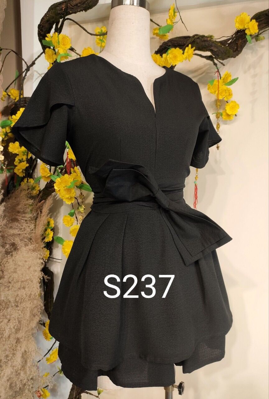 Set bộ áo peplum mix quần short - đen, đỏ, vàng - Shop Thuý Nguyễn Bigsize