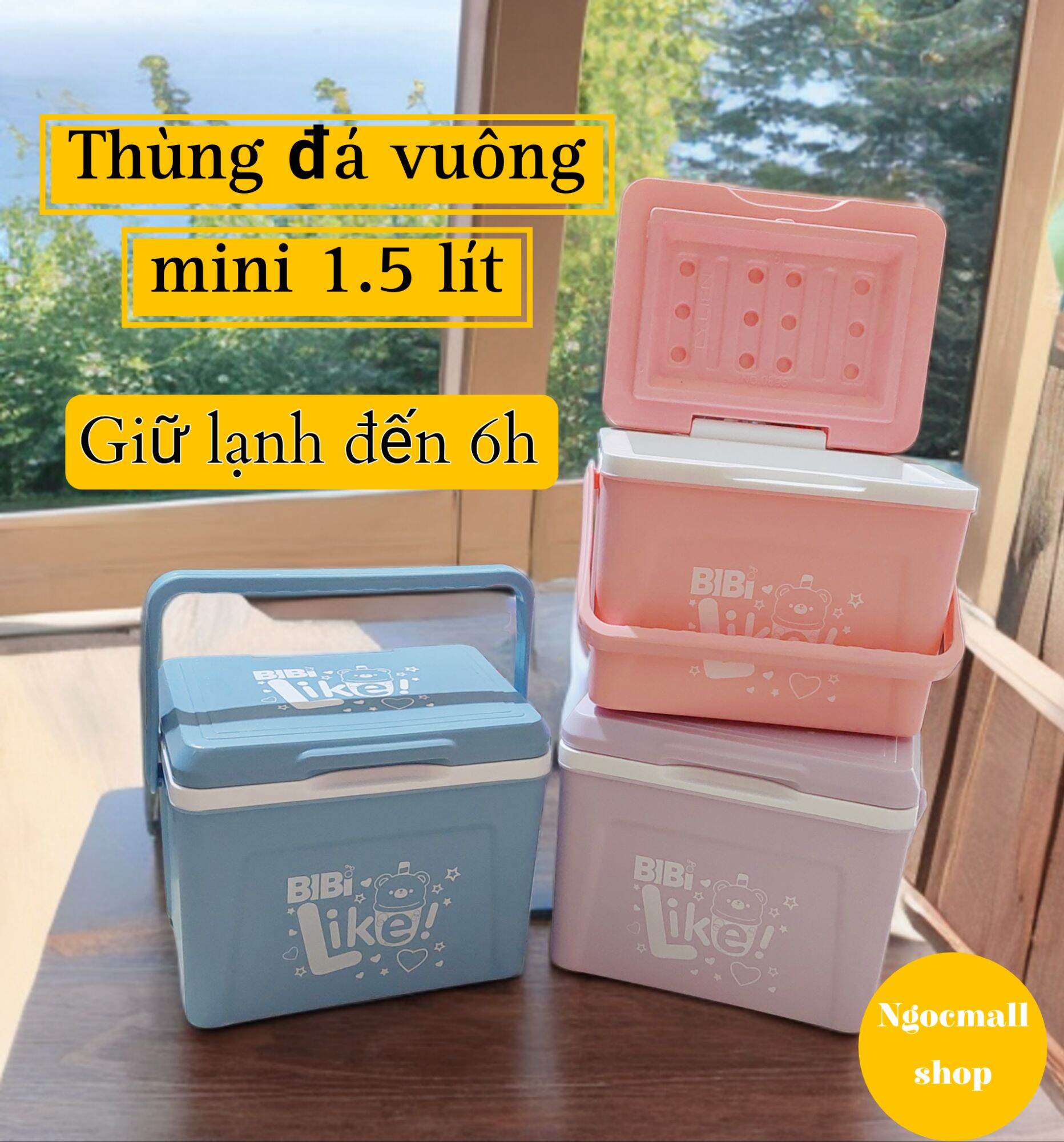 Thùng đá vuông Bibi 1.5l Tý Liên | thùng đá vuông mini giữ nhiệt