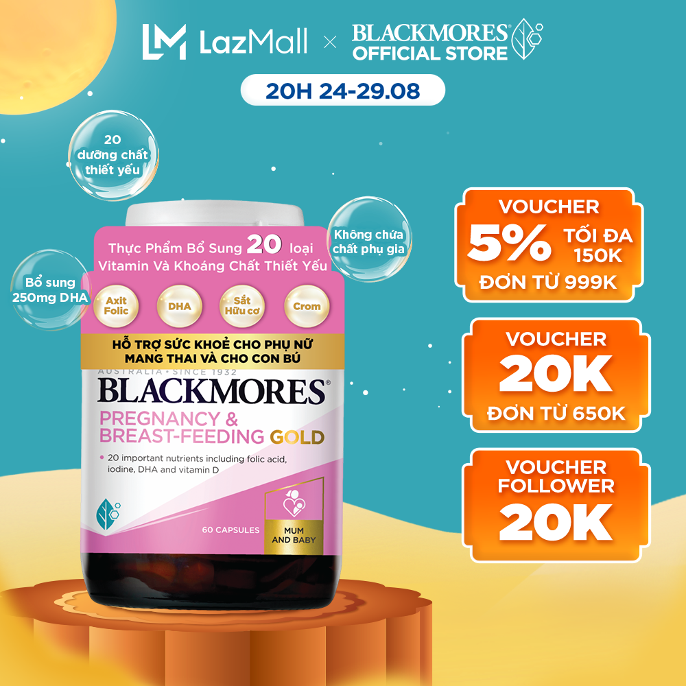 Vitamin Tổng Hợp Cho Bà Bầu và Mẹ Cho Con Bú Blackmores Pregnancy & Breast-Feeding Gold Lọ 60 Viên