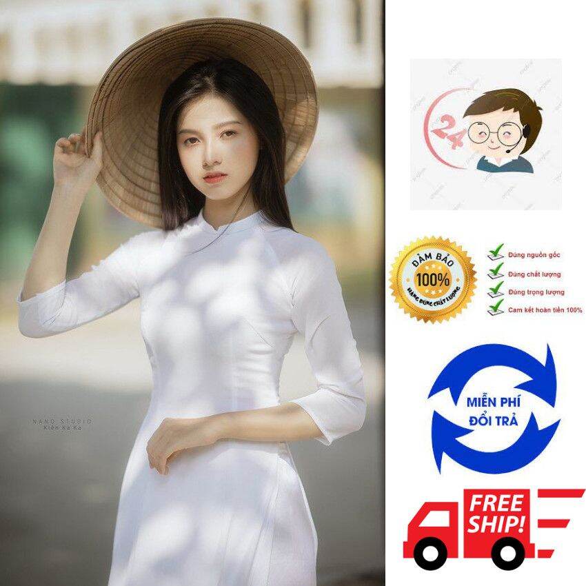 Áo dài trắng học sinh 4 tà kèm quần 2 lớp