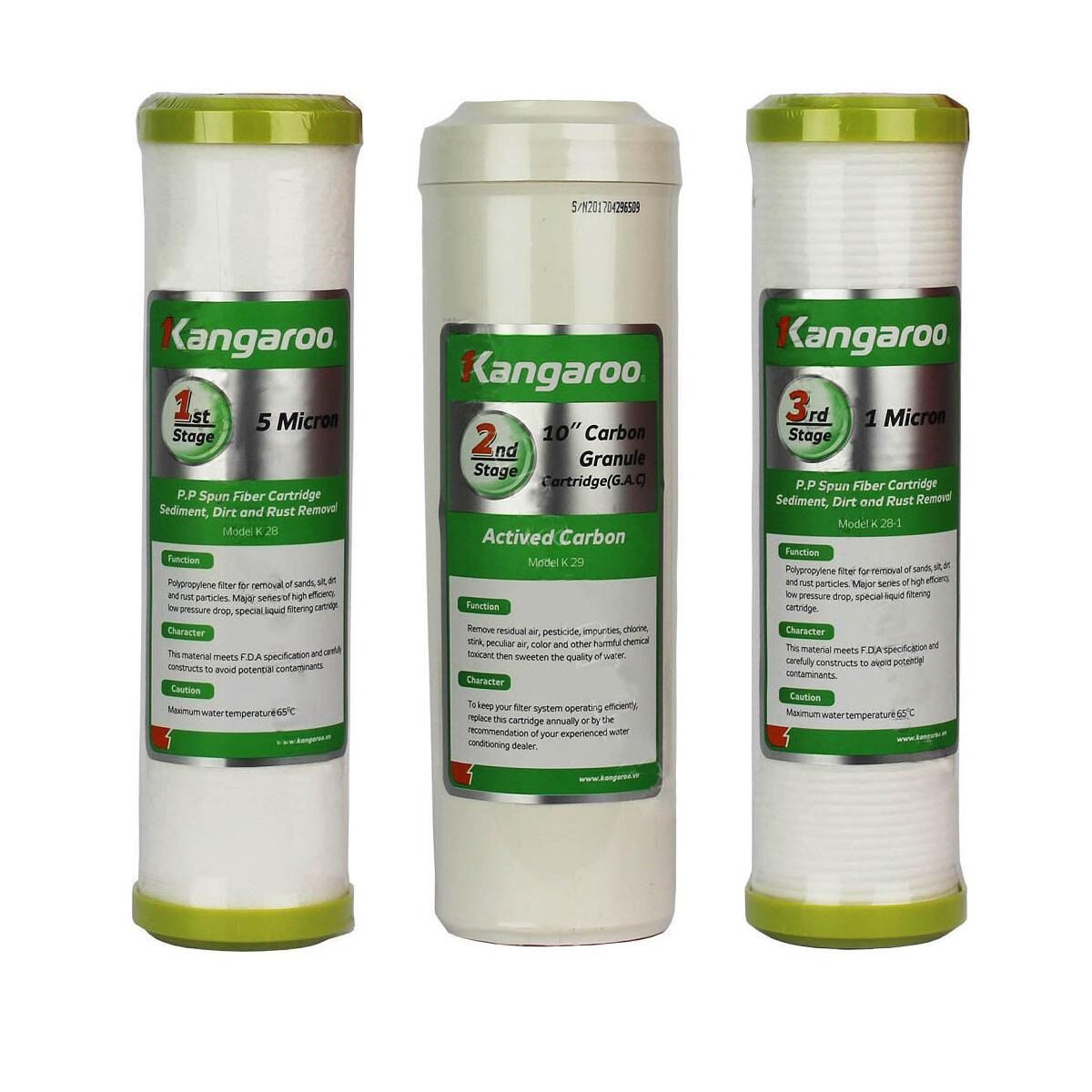 Bộ 3 lõi lọc thô kangaroo số 1, 2, 3