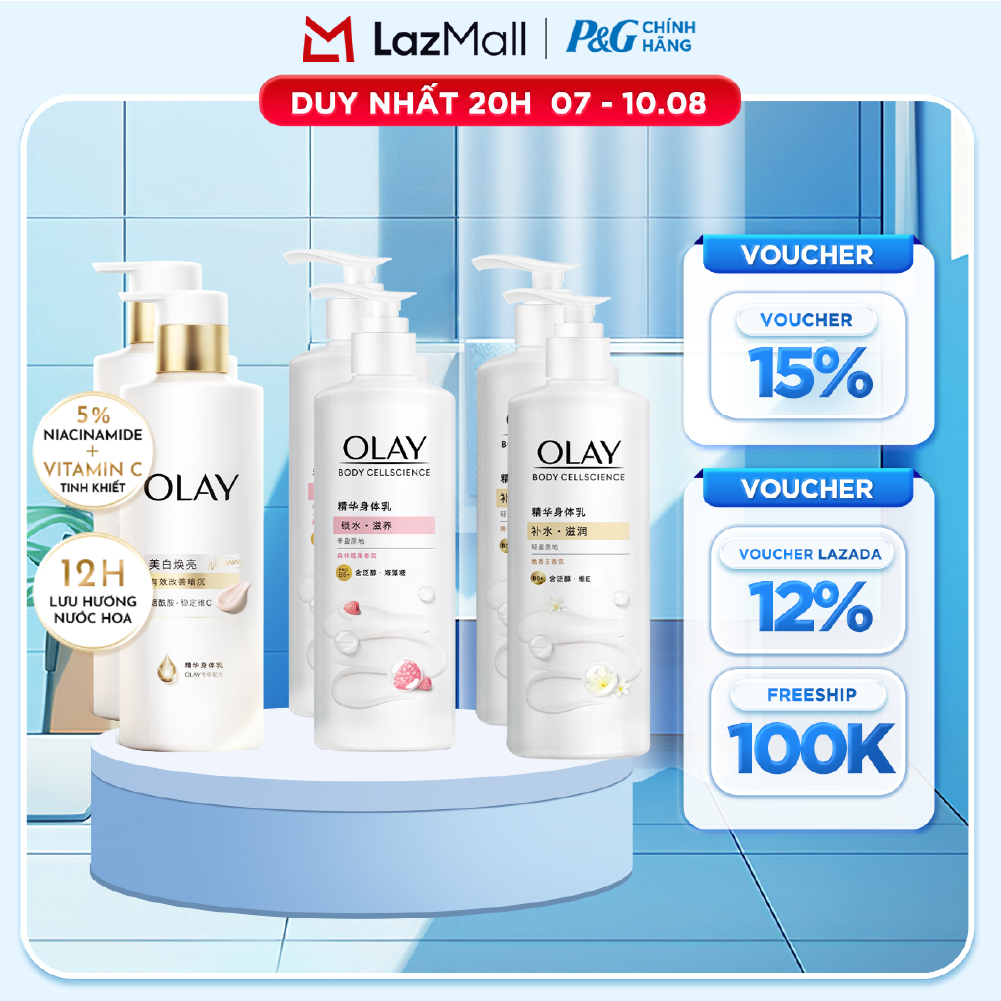 Combo 2 Sữa Dưỡng Thể OLAY Hương Nước Hoa Dưỡng Ẩm Chuyên Sâu Với Vitamin Pro B5+/ Sáng Da Với 5% Niacinamde Vitamin C