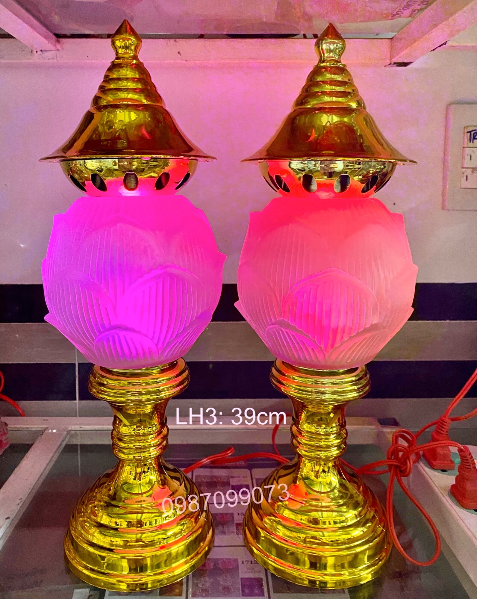 ĐÈN THỜ BẢO LIÊN HOA,LIÊN ĐĂNG,LƯU LY (MỘT CẶP)