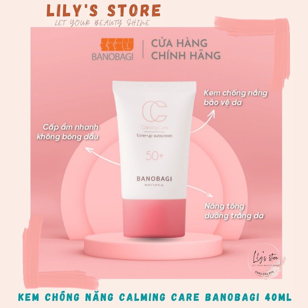 Chính hãng - kem chống nắng make-up banobagi calming care tone up 40ml