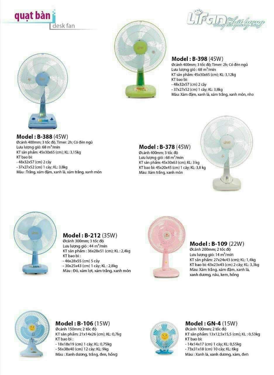 Quạt Bàn Lifan B-109  ( hàng chính hãng, mới 100%) bảo hành 12 tháng