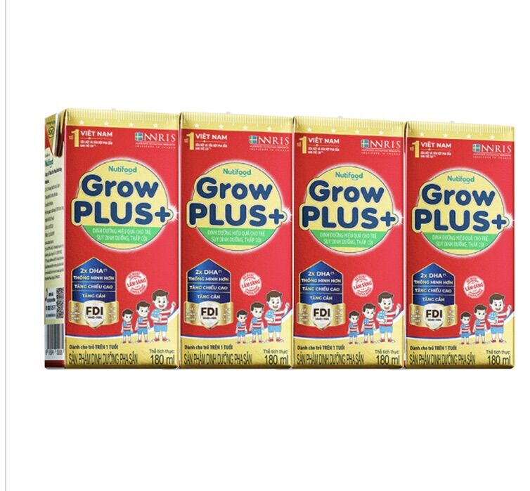 Sữa Grow Plus Đỏ 180ml Ít đường /12lốc