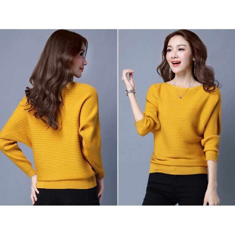 Áo len cánh dơi bo gấu