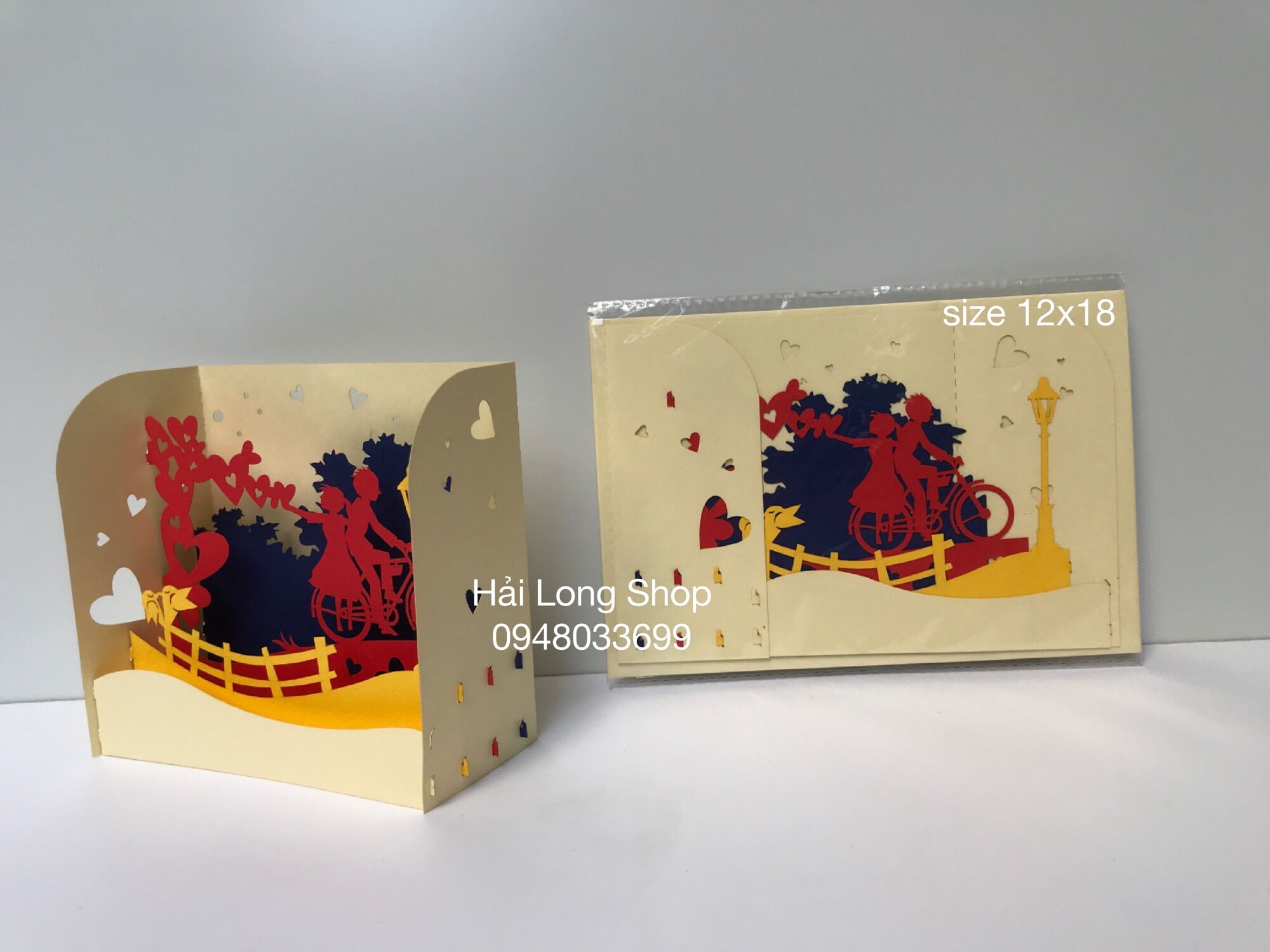 Hộp Tình Yêu 2 ( đạp xe ) - Love - Thiệp 3D