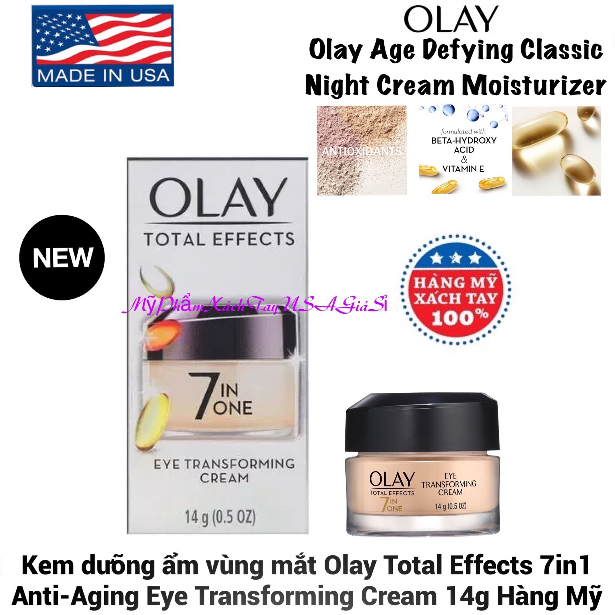 Kem vùng mắt Olay Total Effects 7in1 Anti-Aging Eye Transforming Cream 14g Hàng Mỹ