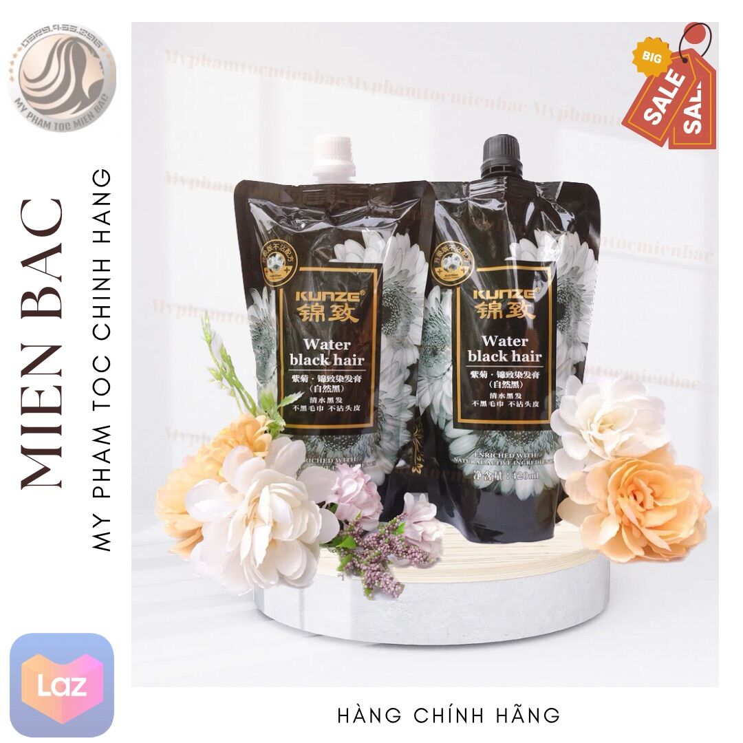 Nhuộm đen tóc Hoa Cúc Nhuộm đen tóc phủ bạc tóc đen Kunze an toàn không dính da đầu nhuộm tóc đen tại nhà