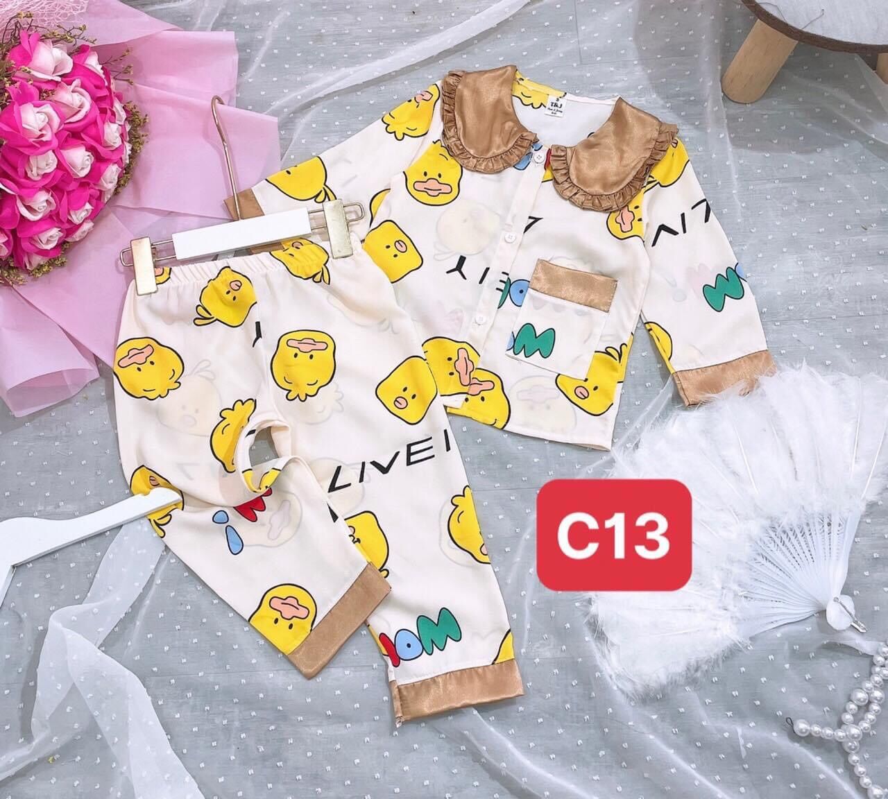 Bộ pijama lụa mango cho bé 10-21kg