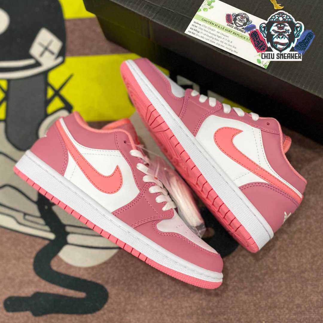 Giày sneaker nữ hồng giày Jordan 1 low desert berry cao cấp giày Jordan nữ Hồng cổ thấp